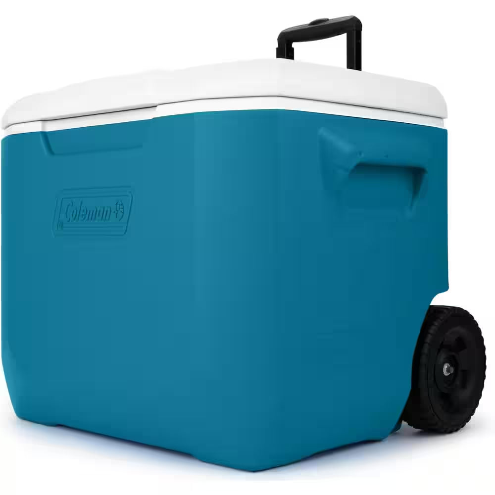 60 Qt. Portable Cooler Insulated with Retention Ice Retention - Wheels and Handle for Outdoor Picnic in Blue