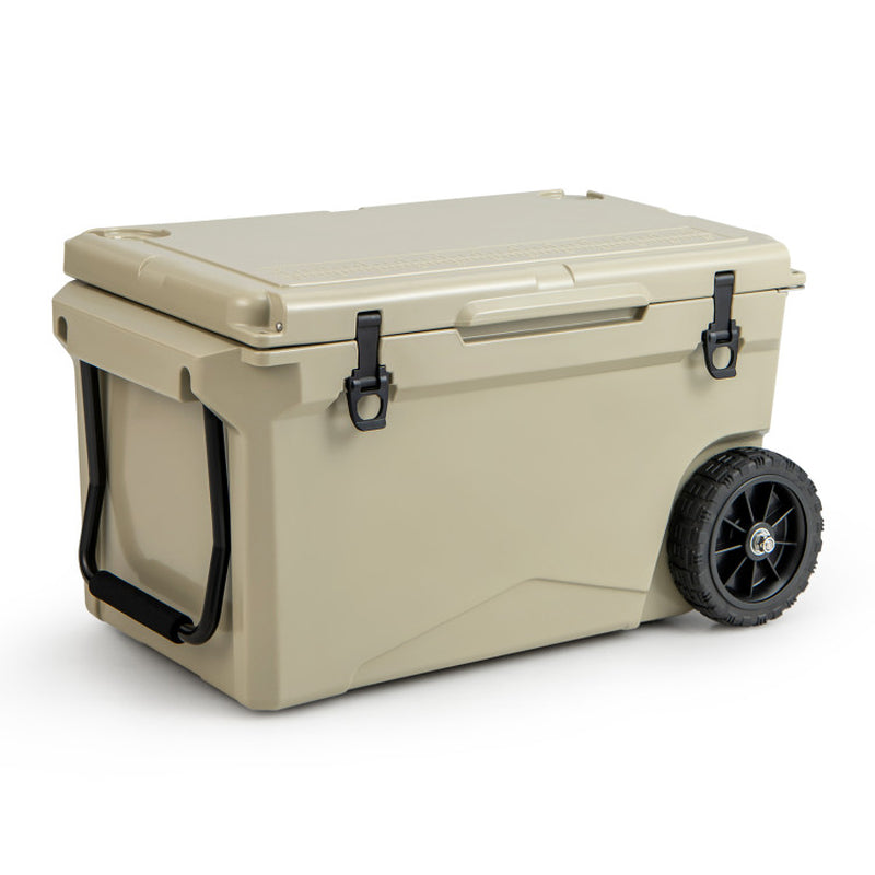 75 Quart Portable Cooler Rotomolded Ice Chest with Handles and Wheels