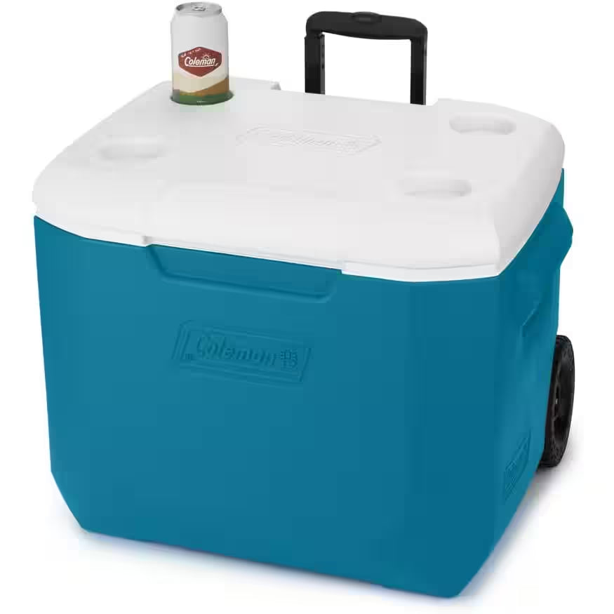 60 Qt. Portable Cooler Insulated with Retention Ice Retention - Wheels and Handle for Outdoor Picnic in Blue