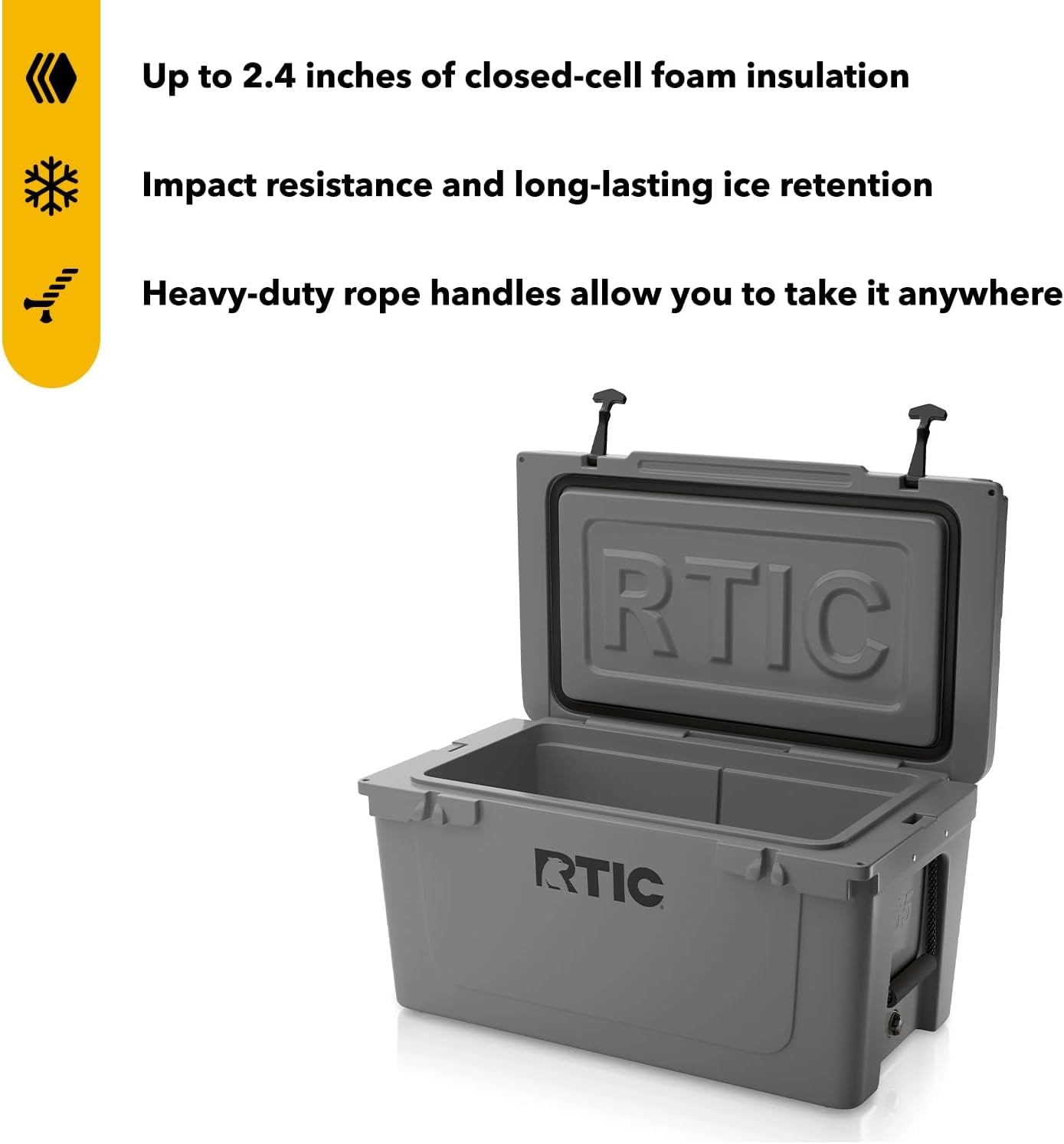 65 QT Ultra-Tough Cooler Hard Insulated Portable Ice Chest Box for Beach, Drink, Beverage, Camping, Picnic, Fishing, Boat, Barbecue