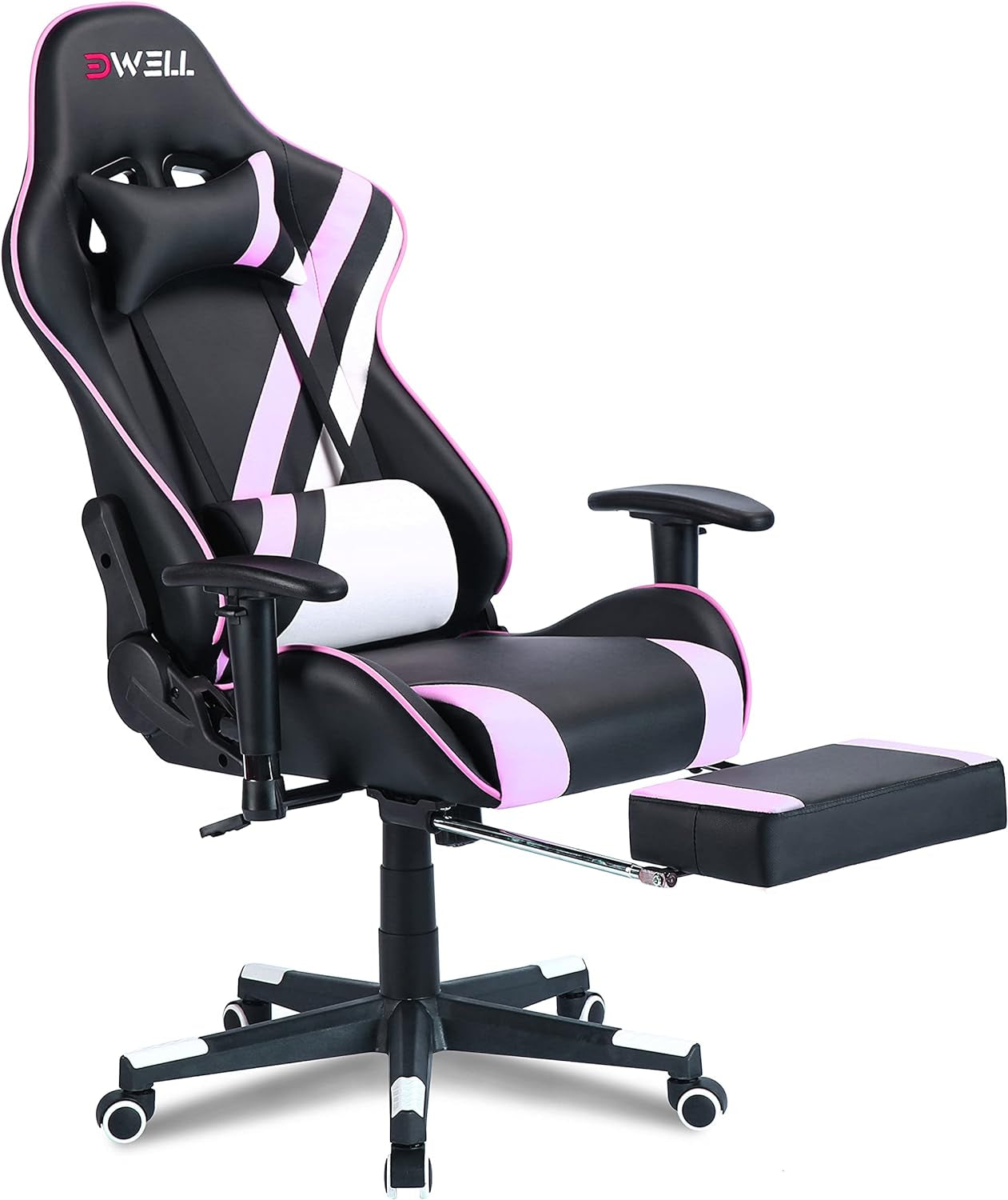 Pink Gaming Chair,Computer Chair,Gaming Chair with Footrest,Adjustable Gamer Chair with Headrest and Lumbar Support,Pu Leather Gaming Chair for Adults,Ergonomic Design