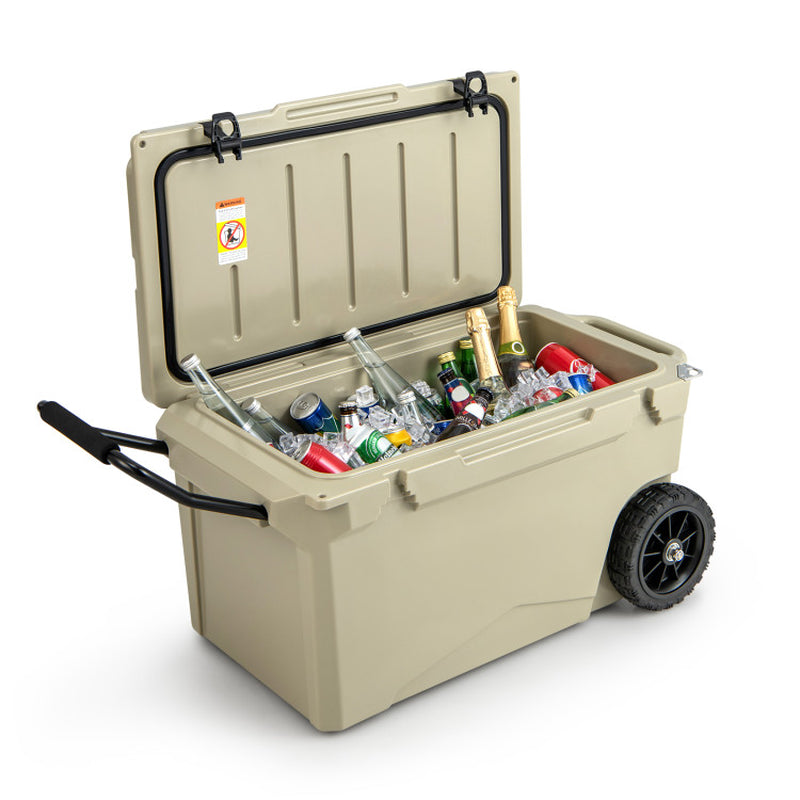 75 Quart Portable Cooler Rotomolded Ice Chest with Handles and Wheels