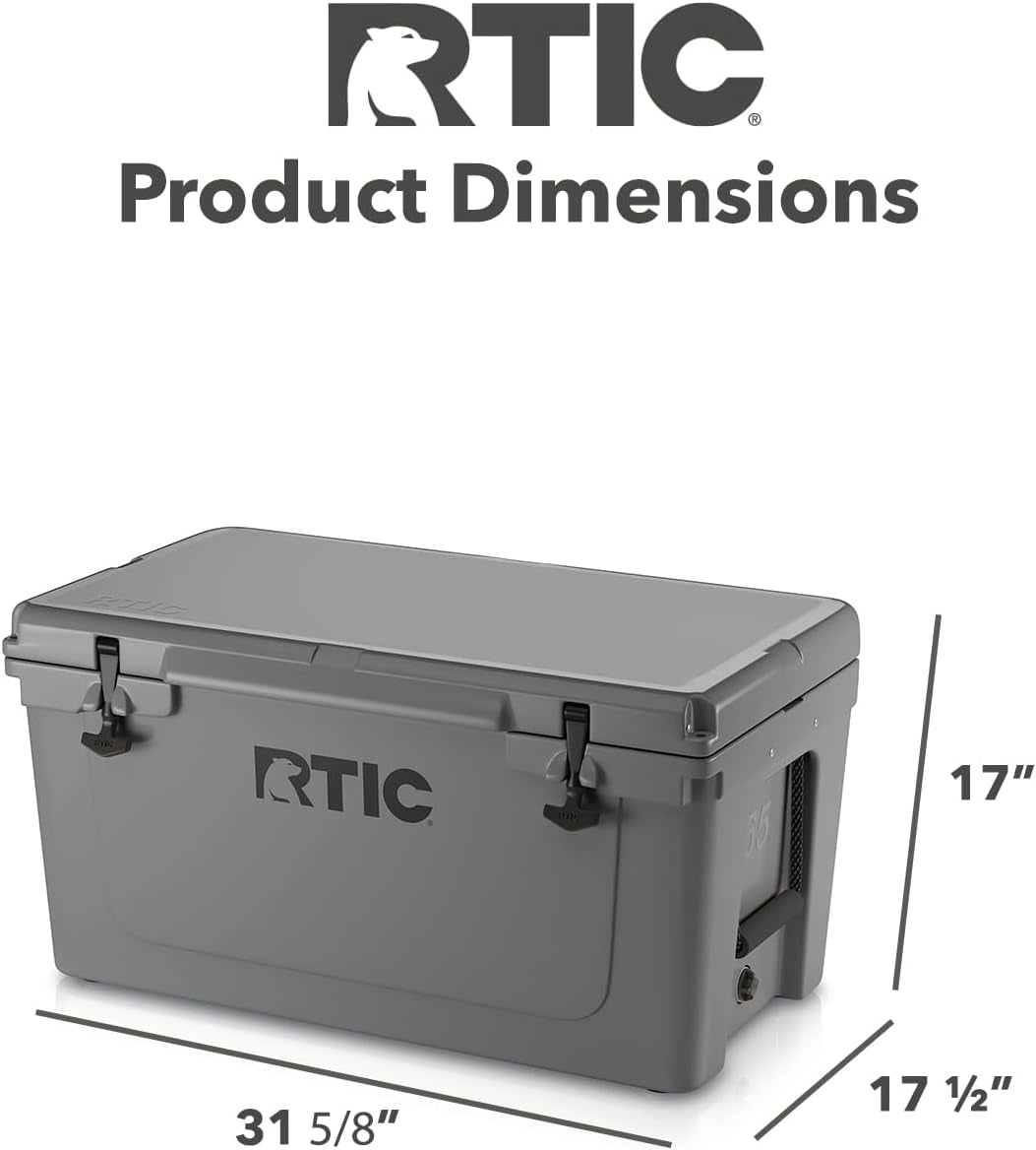 65 QT Ultra-Tough Cooler Hard Insulated Portable Ice Chest Box for Beach, Drink, Beverage, Camping, Picnic, Fishing, Boat, Barbecue