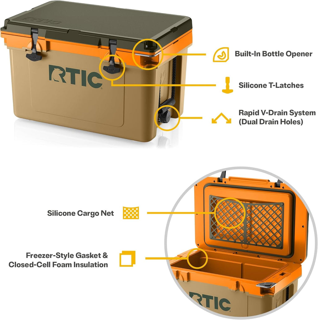 Ultra-Light 52 Quart Hard Cooler Insulated Portable Ice Chest Box for Beach, Drink, Beverage, Camping, Picnic, Fishing, Boat, Barbecue, 30% Lighter than Rotomolded Coolers