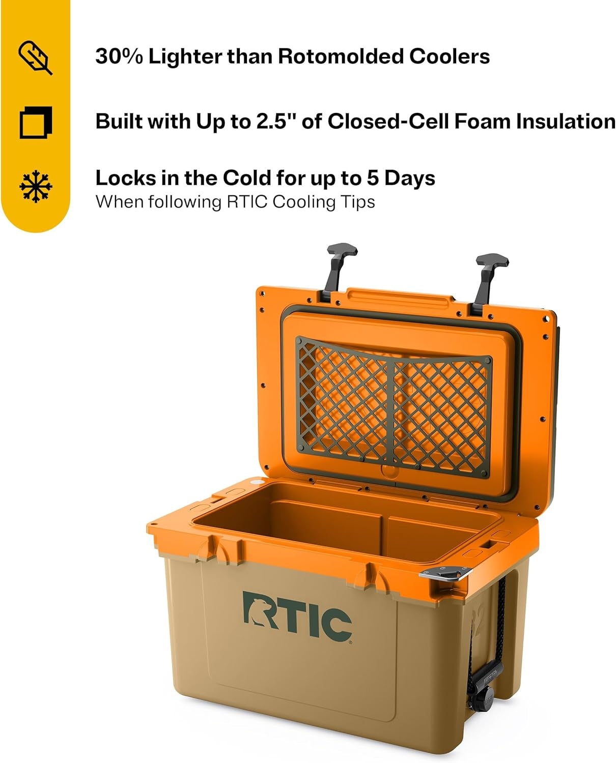 Ultra-Light 52 Quart Hard Cooler Insulated Portable Ice Chest Box for Beach, Drink, Beverage, Camping, Picnic, Fishing, Boat, Barbecue, 30% Lighter than Rotomolded Coolers